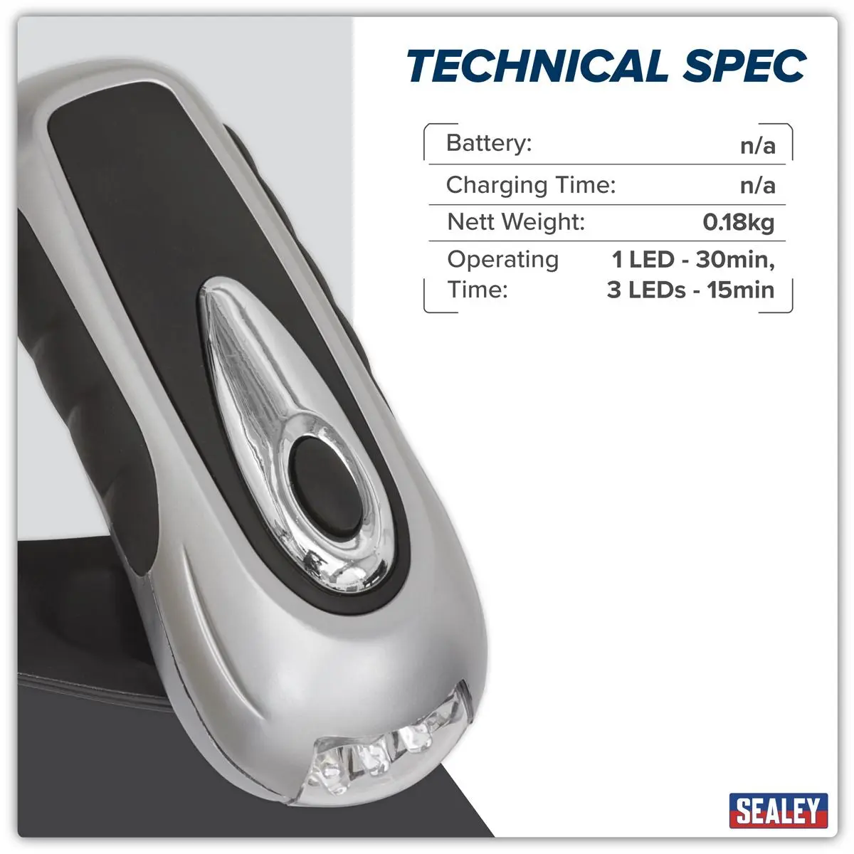 Sealey Rechargeable Wind-Up Torch 3 LED - Image 4