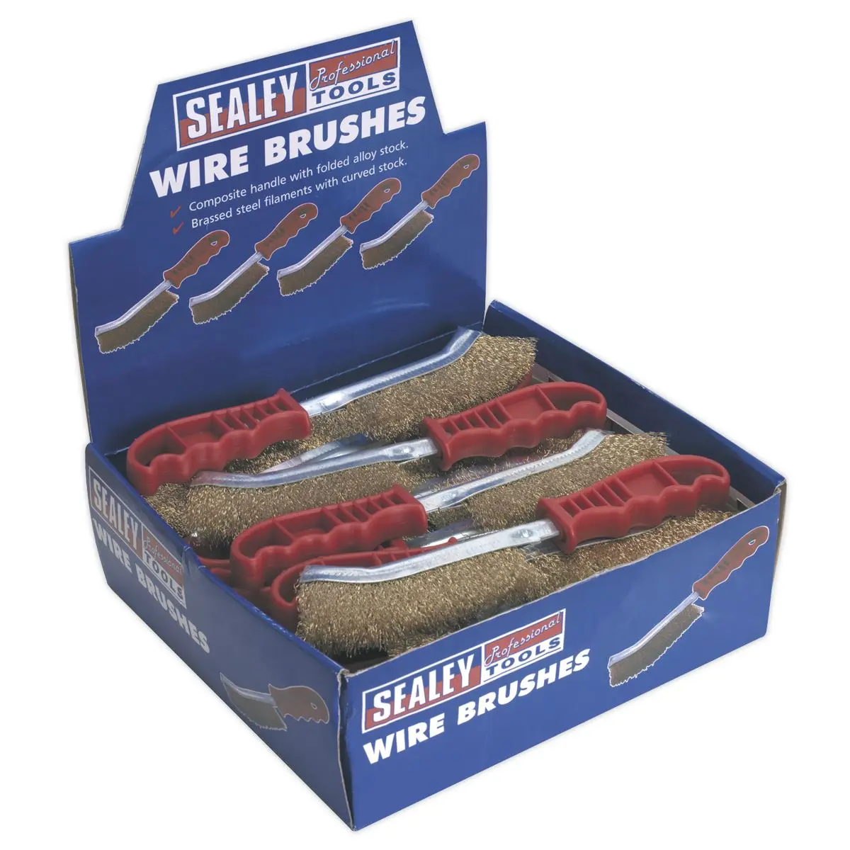 Sealey Wire Brush Brassed Steel Plastic Handle Display Box of 24 - Image 4