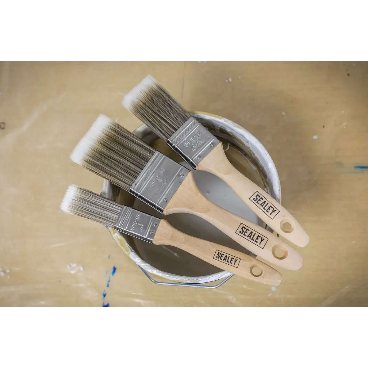 Sealey Wooden Handle Paint Brush Set 5pc - Image 4