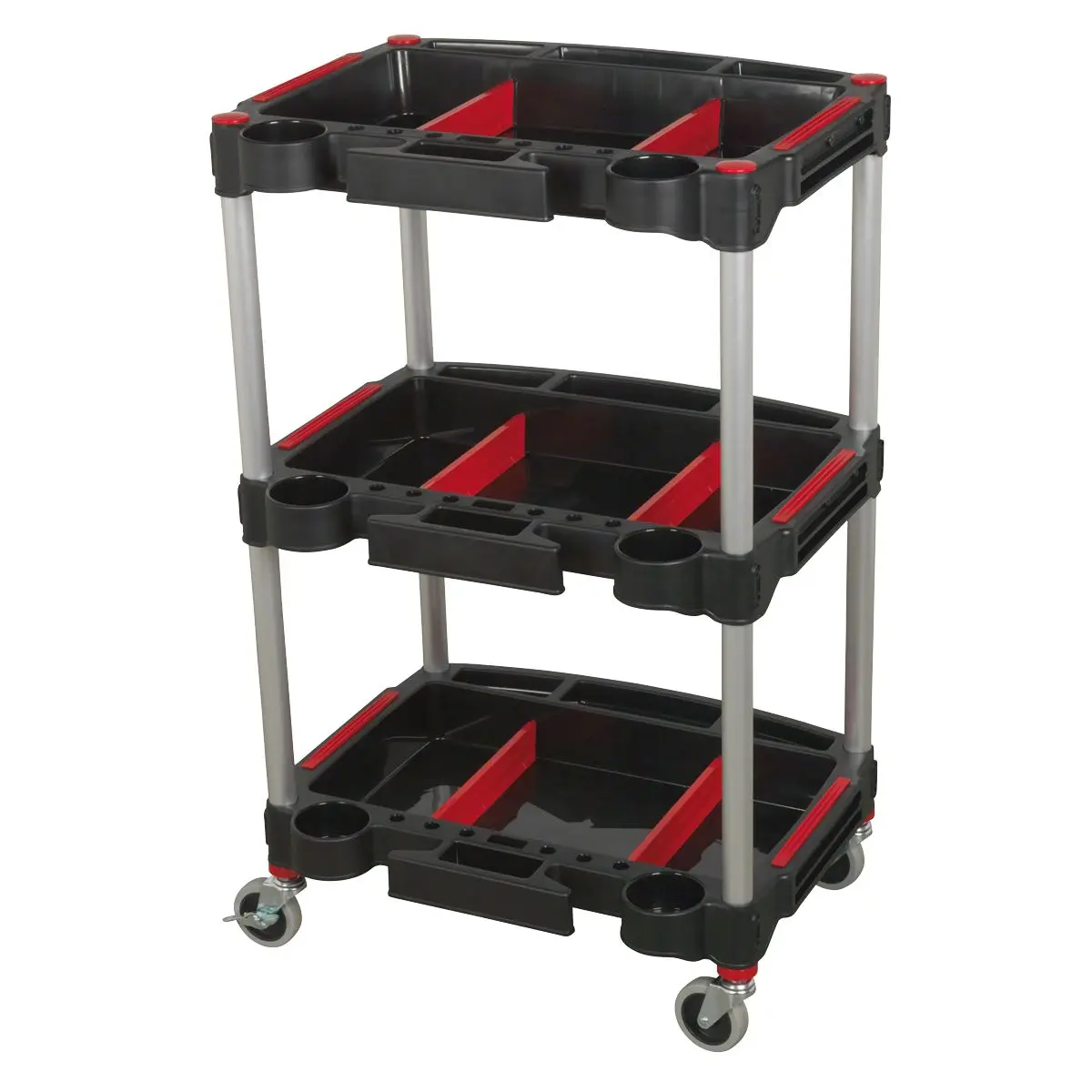 Sealey Workshop Trolley 3-Level Composite with Parts Storage - Image 4