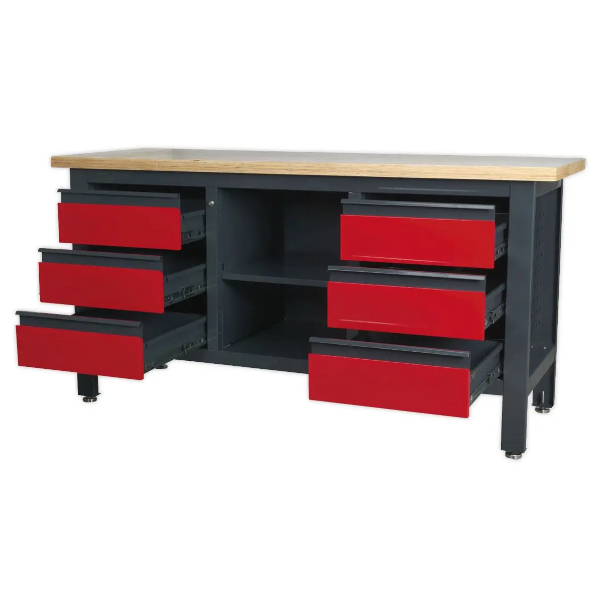 Sealey Workstation with 6 Drawers & Open Storage - Image 3