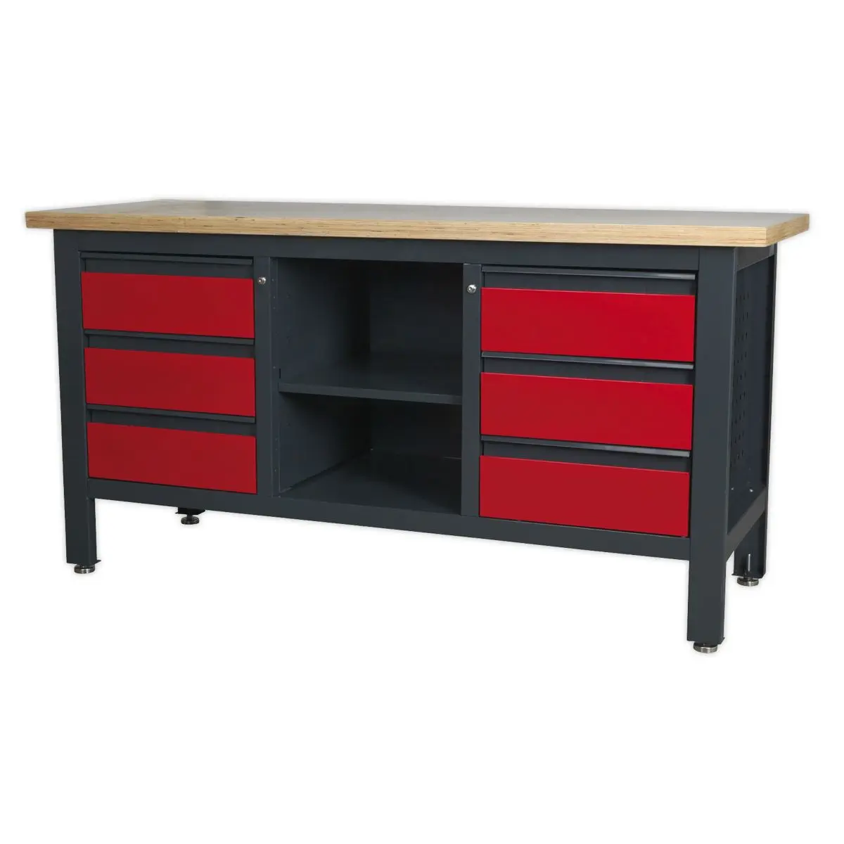 Sealey Workstation with 6 Drawers & Open Storage - Image 4