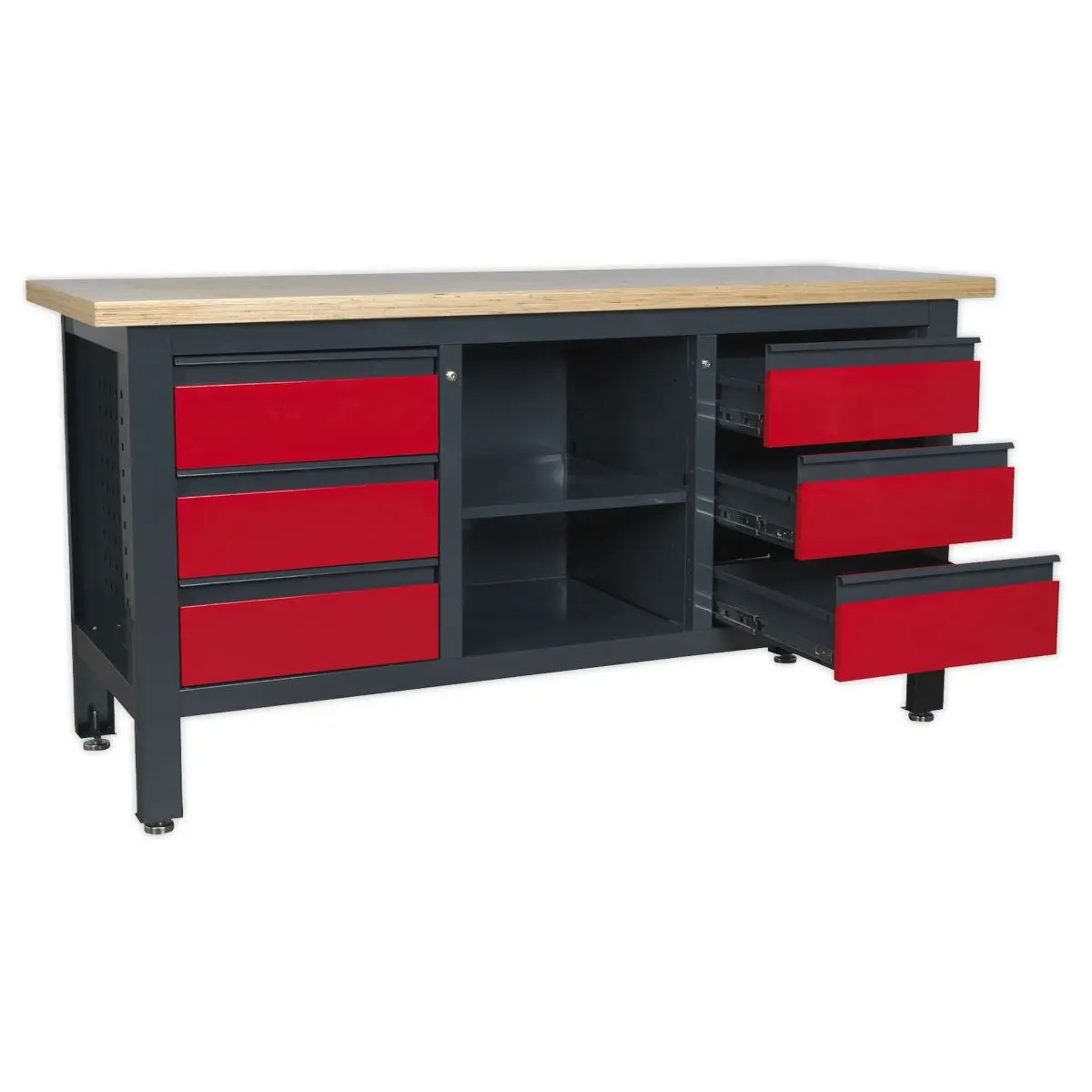 Sealey Workstation with 6 Drawers & Open Storage - Image 5