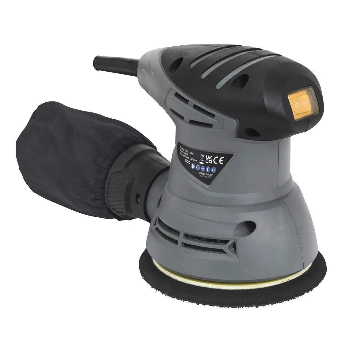 Siegen 230V 125mm Dual Action Orbital Palm Sander 240W Hook & Loop Backing Pad - Image 2