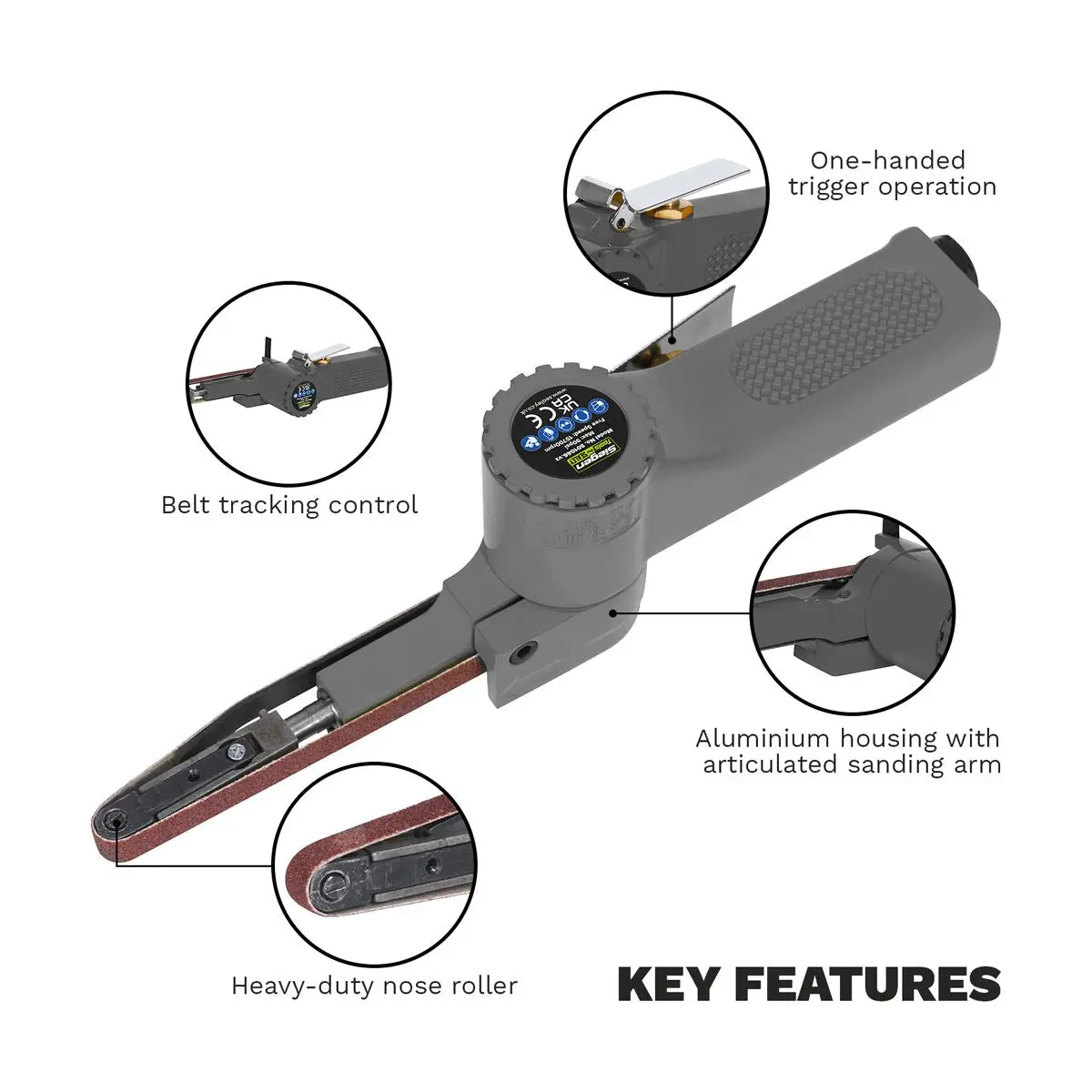 Siegen by Sealey Air Belt Sander 10mm x 300mm Belts - Image 5