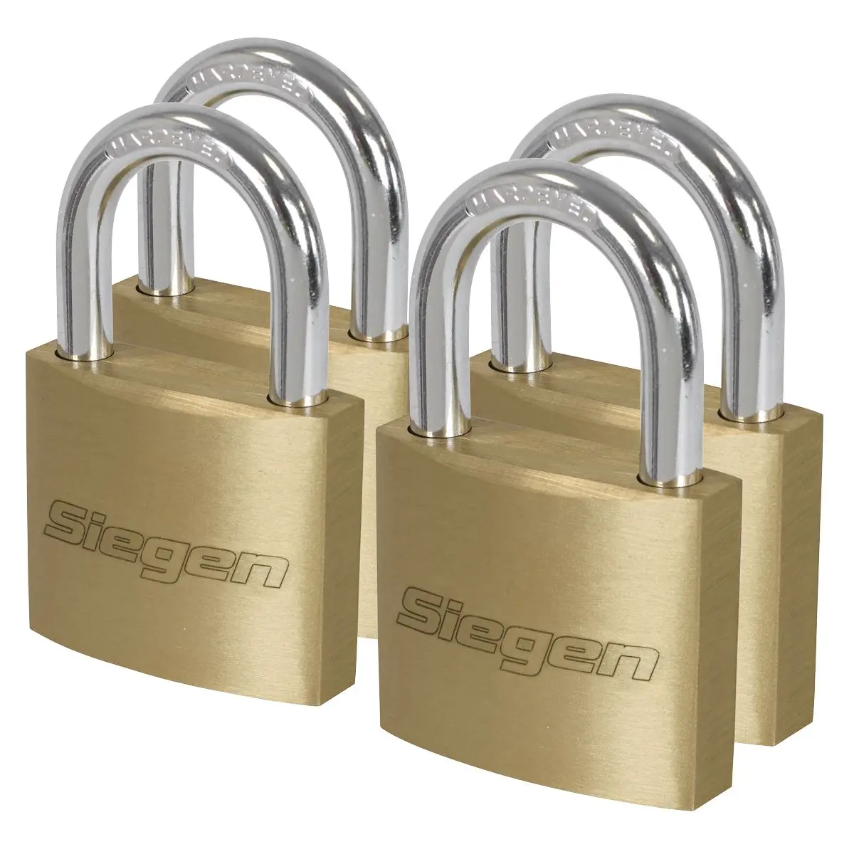 Siegen by Sealey Brass Body Padlock with Brass Cylinder Keyed Alike - Pack of 4 - Image 3