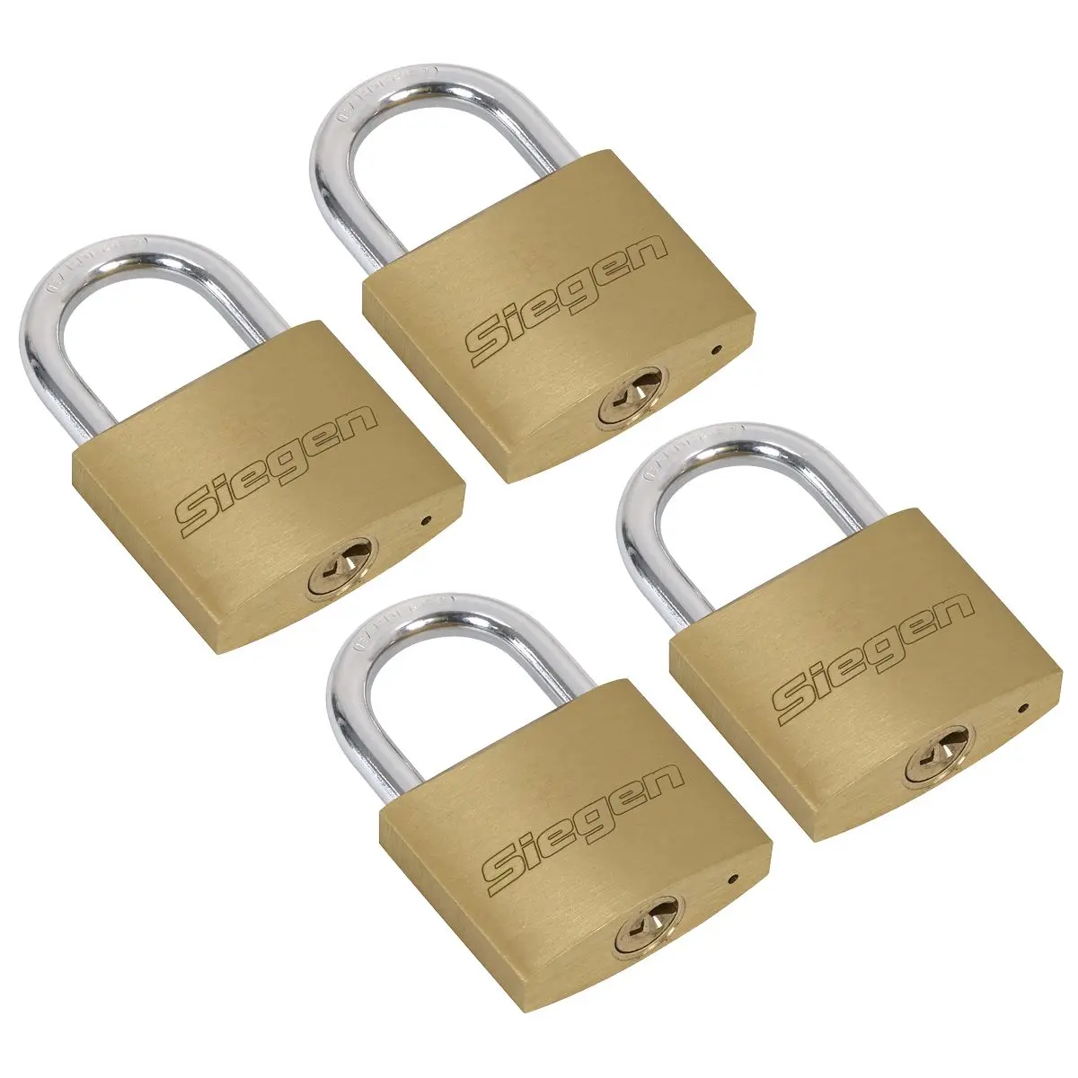 Siegen by Sealey Brass Body Padlock with Brass Cylinder Keyed Alike - Pack of 4 - Image 4