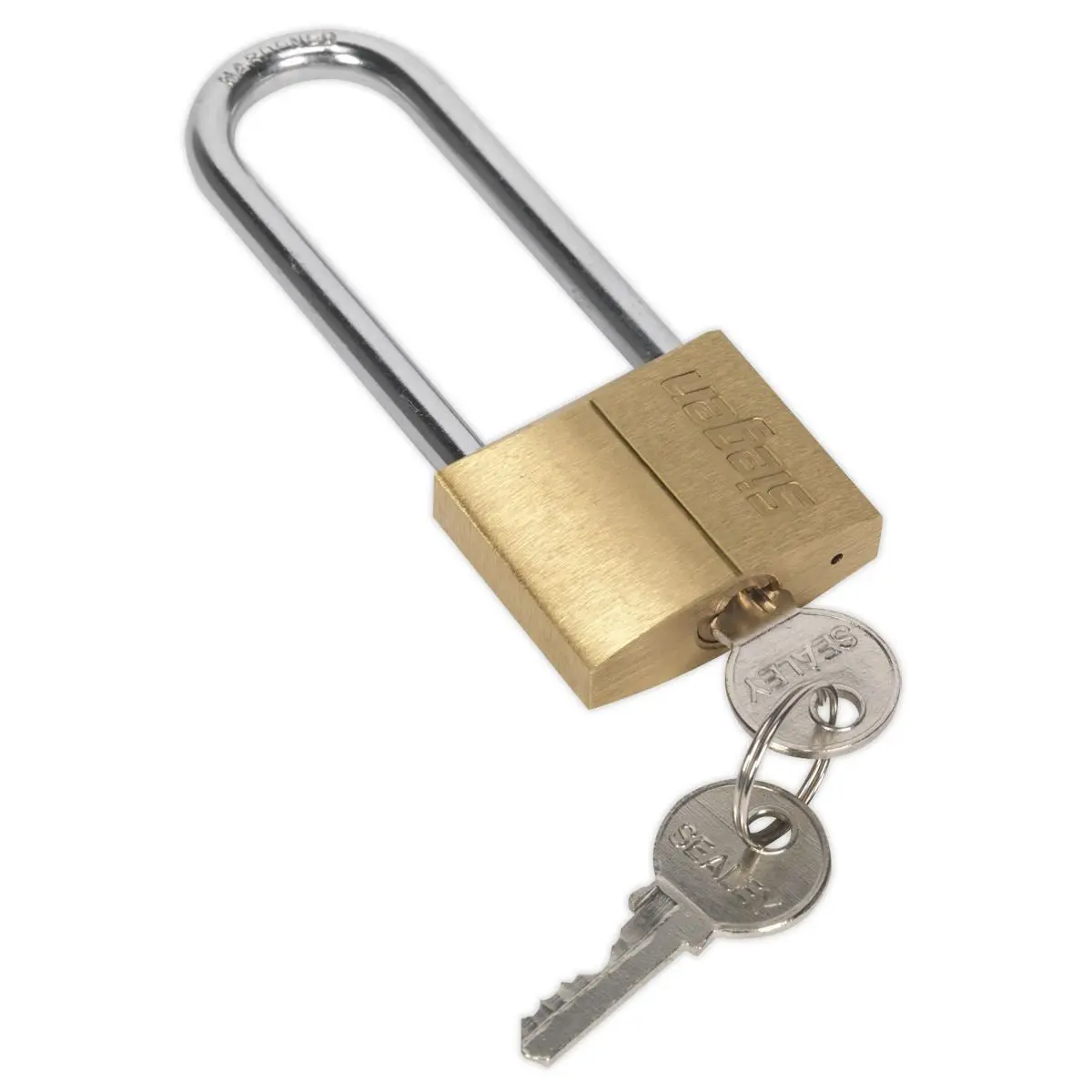 Siegen by Sealey Brass Body Padlock with Brass Cylinder Long Shackle 40mm - Image 3