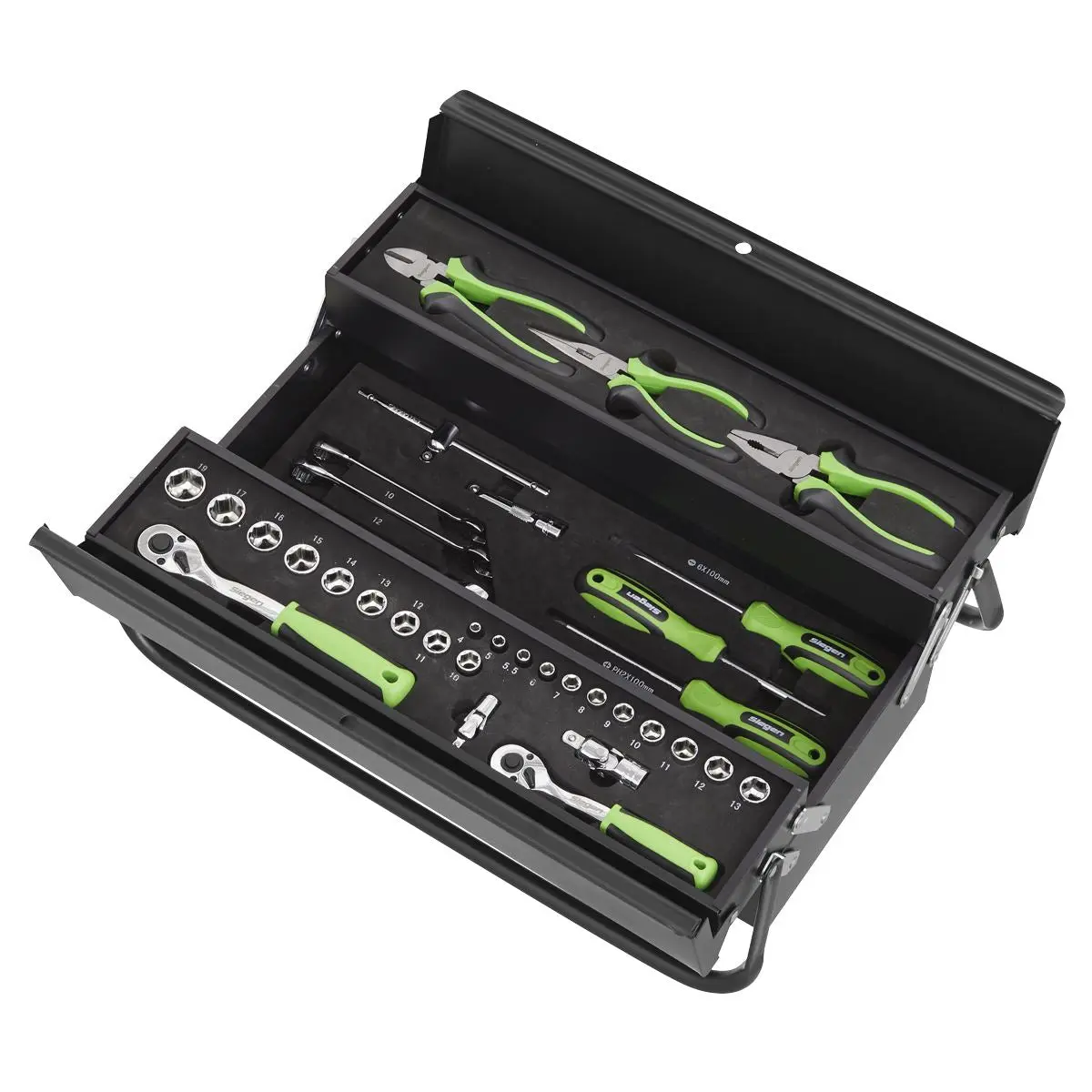 Siegen by Sealey Cantilever Toolbox with Tool Kit 70 Piece Sockets Spanners Screwdrivers - Image 4