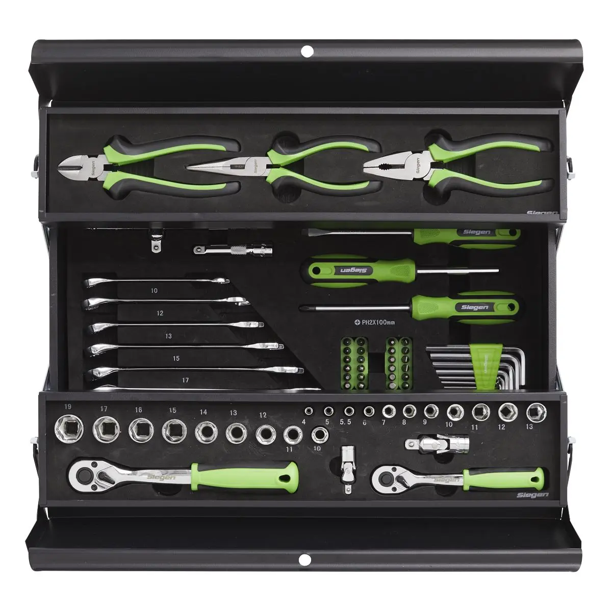 Siegen by Sealey Cantilever Toolbox with Tool Kit 70 Piece Sockets Spanners Screwdrivers - Image 5
