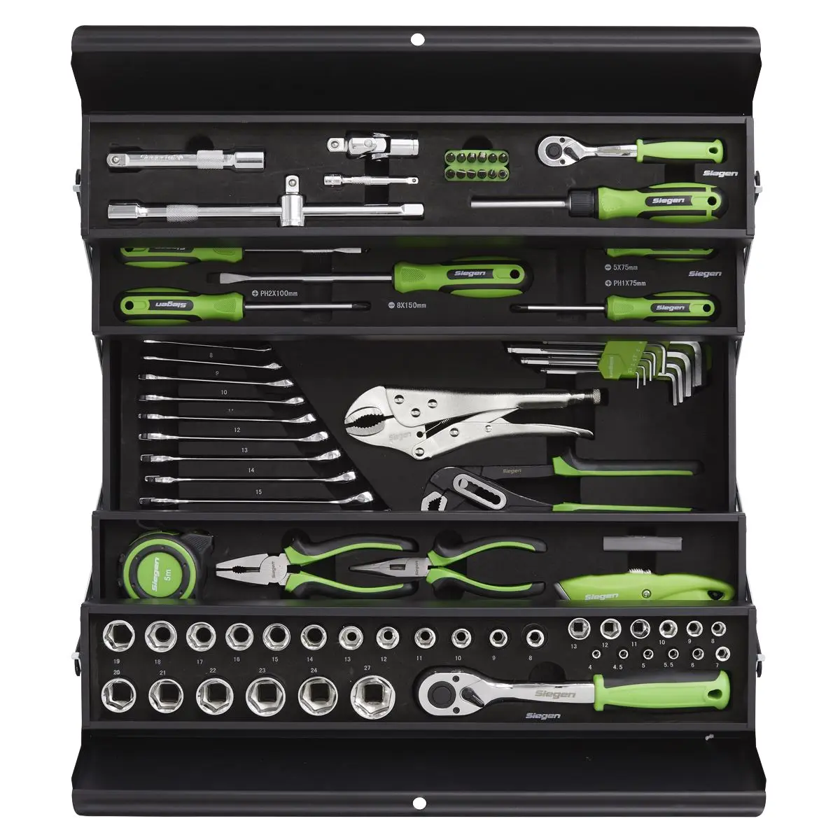 Siegen by Sealey Cantilever Toolbox with Tool Kit 86 Piece Sockets Spanners Screwdrivers - Image 6