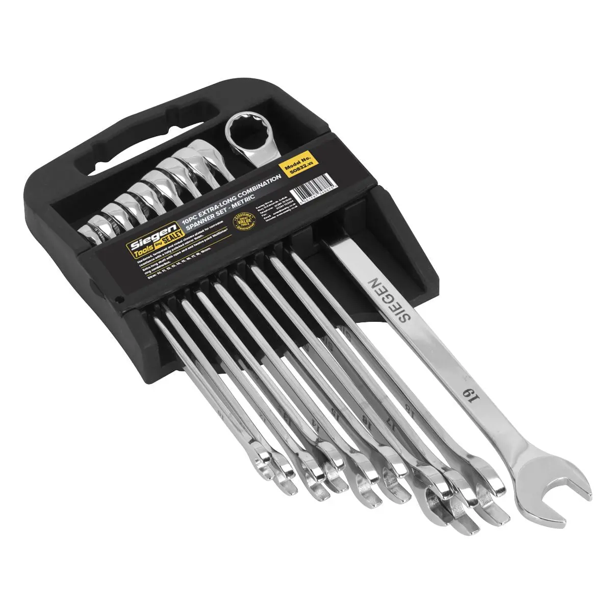 Siegen by Sealey Combination Spanner Set 10pc Extra-Long Metric