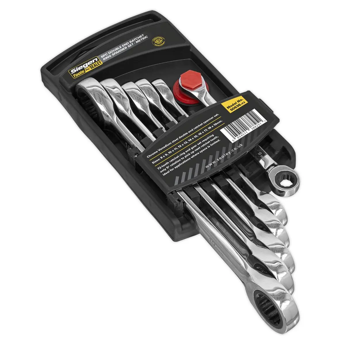 Siegen by Sealey Double End Ratchet Ring Spanner Set 6pc Metric - Image 3