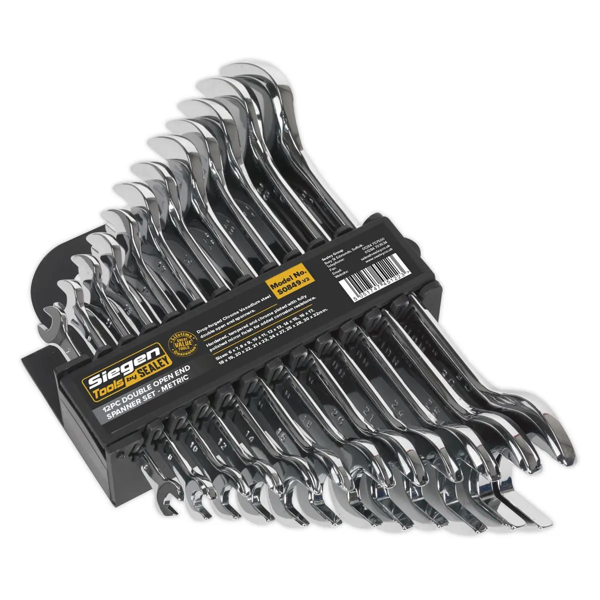Siegen by Sealey Double Open-End Spanner Set 12pc Metric - Image 2