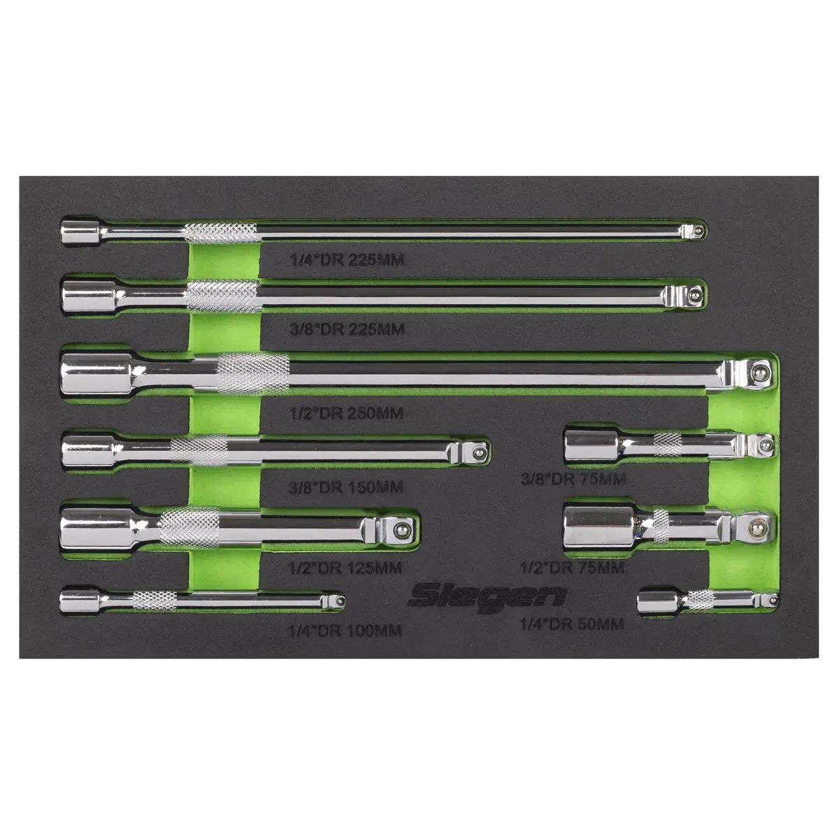 Siegen by Sealey Extension Bar Set 1/4", 3/8" & 1/2"Sq Drive 9pc - Image 2