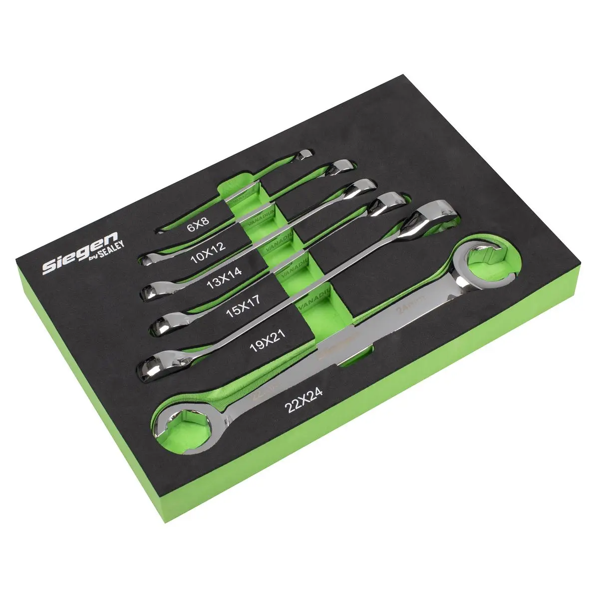 Siegen by Sealey Flare Nut Spanner Set in EVA Foam Tray 6pc