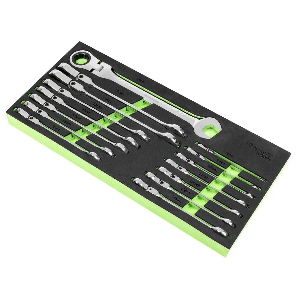 Siegen by Sealey Flexi-Head Combination Ratchet Spanner Set 15pc - Image 2