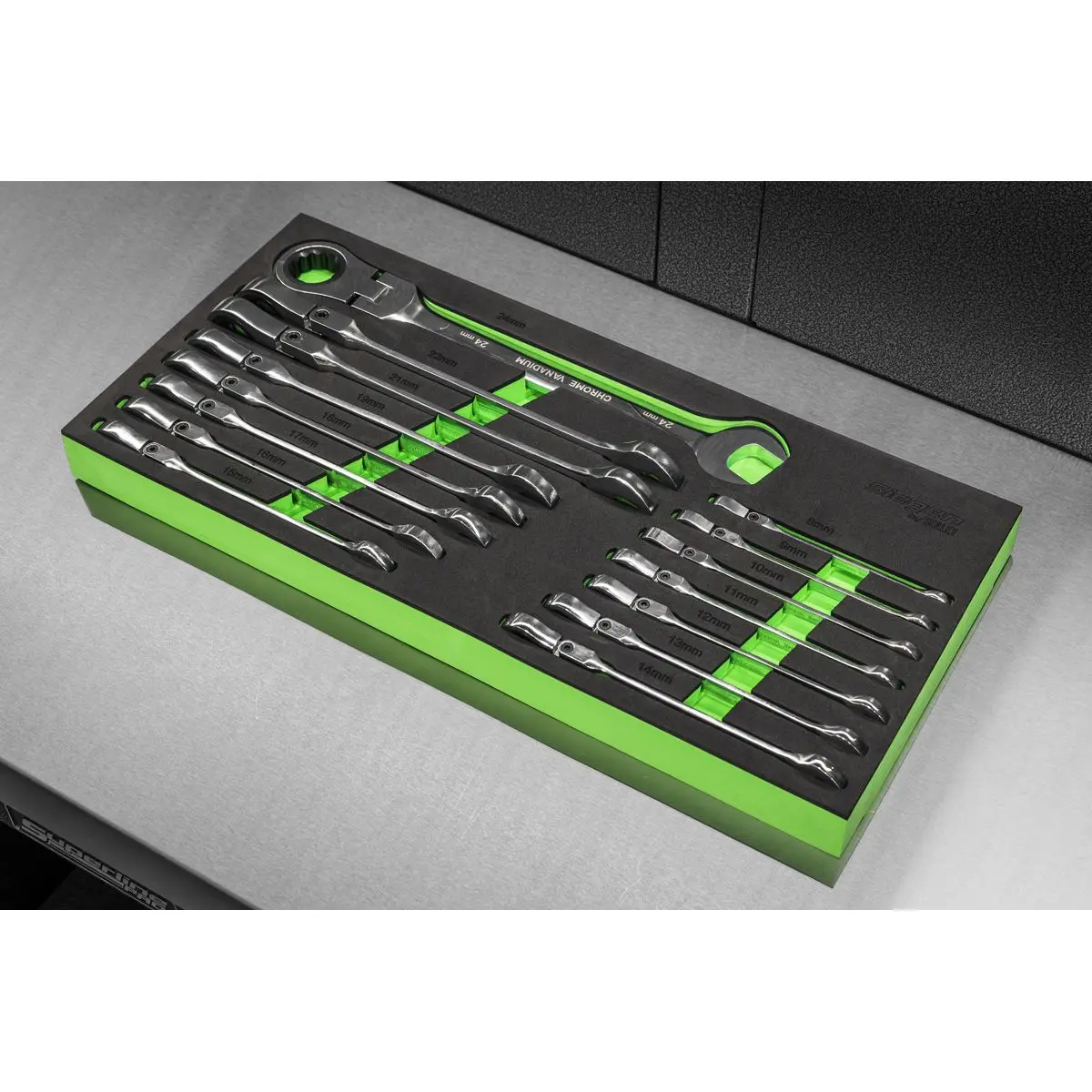 Siegen by Sealey Flexi-Head Combination Ratchet Spanner Set 15pc - Image 7