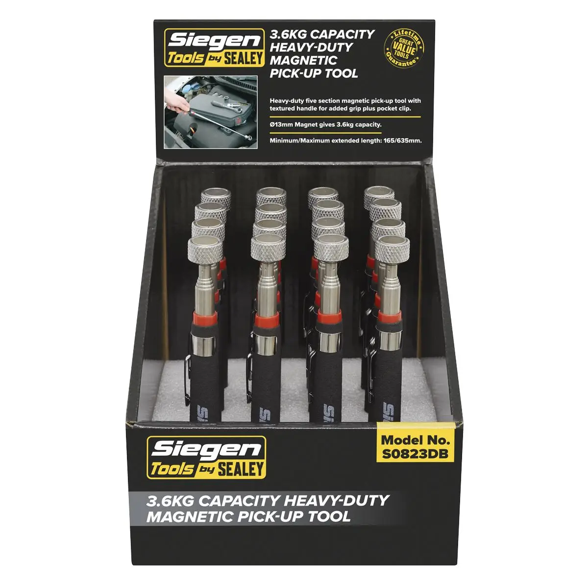 Siegen by Sealey Heavy-Duty Magnetic Pick-Up Tool 3.6kg Capacity Display Box of 16 - Image 3