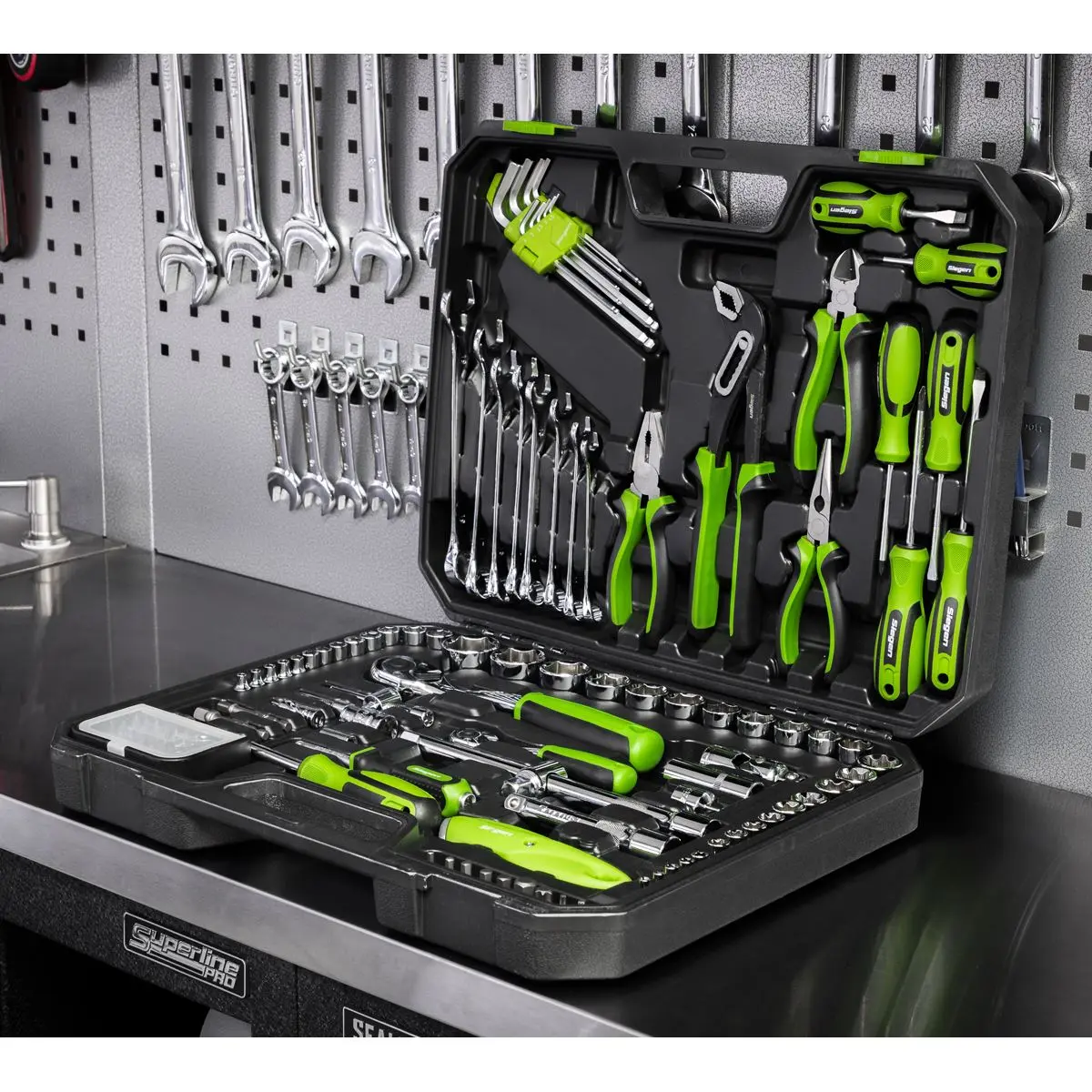 Siegen by Sealey Mechanic's Tool Kit 135 Piece 1/4" 1/2" Drive Sockets Spanners Hex Keys - Image 4