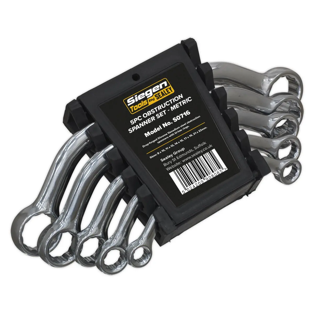 Siegen by Sealey Obstruction Spanner Set 5pc Metric - Image 4