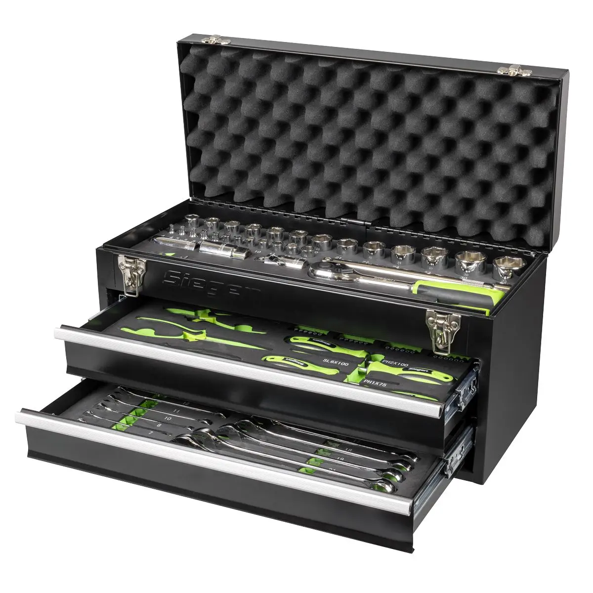 Siegen by Sealey Portable Tool Chest 2 Drawer with 90pc Tool Kit - Image 2