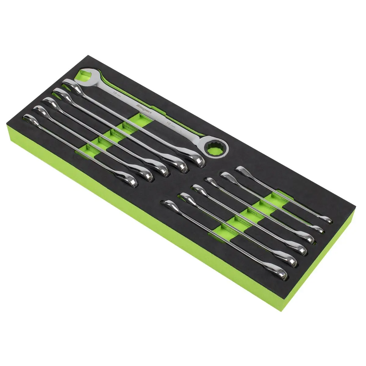 Siegen by Sealey Ratchet Combination Spanner Set 12pc Metric - Image 2