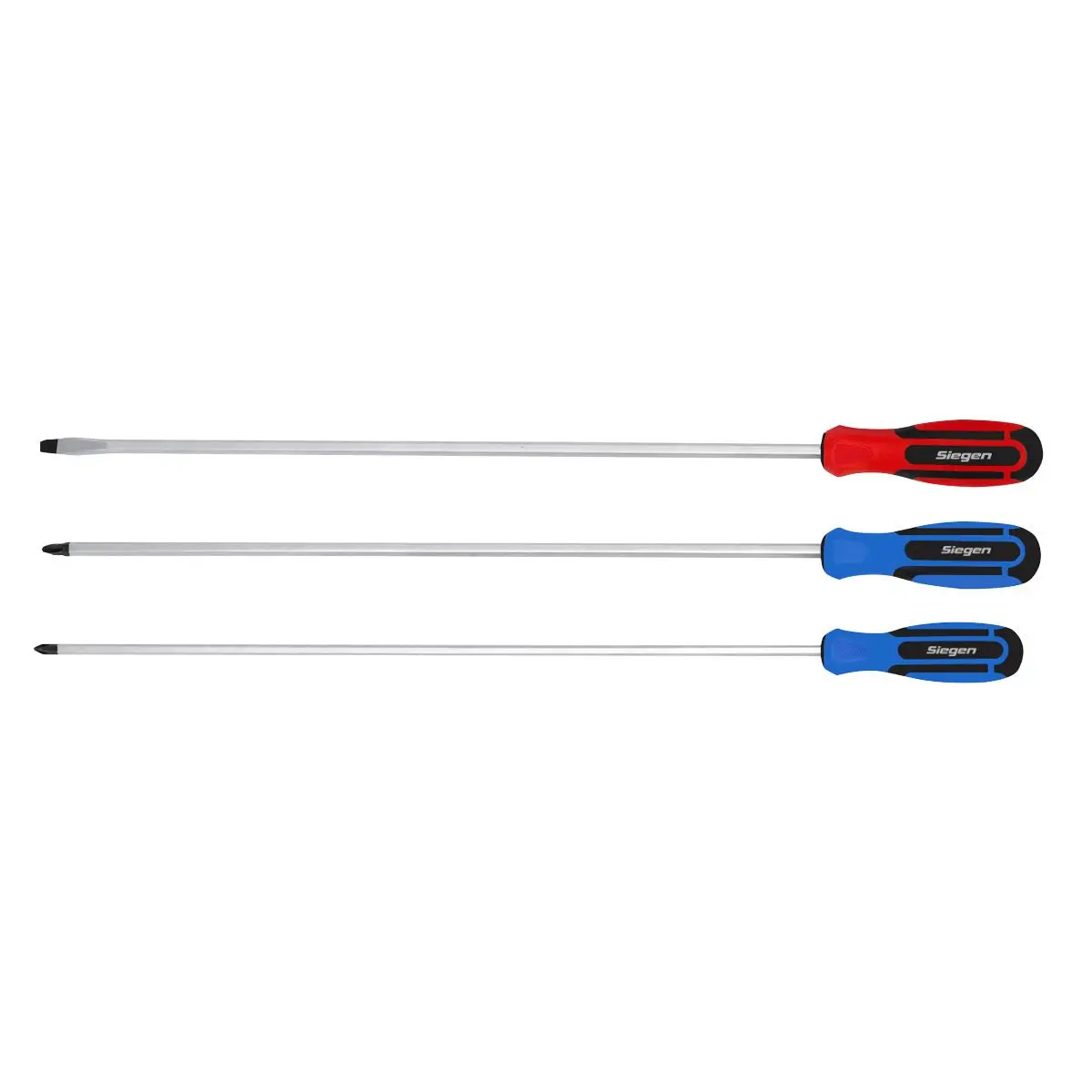 Siegen Screwdriver Set Extra Long Magnetised Tip Colour Coded Phillips Slotted - Image 2