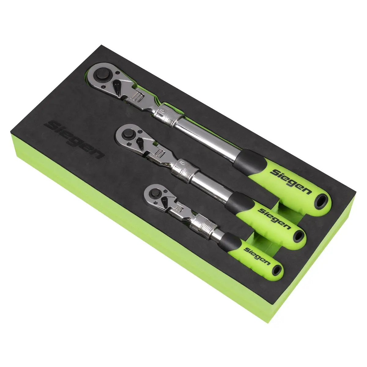 Siegen by Sealey Siegen Extendable Flexi-Head Ratchet Wrench Set 3pc - Image 2