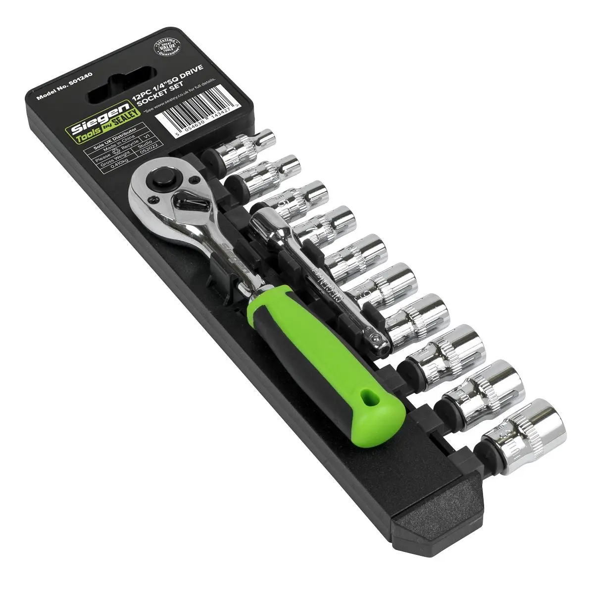Siegen by Sealey Socket Set 12pc 1/4"Sq Drive WallDrive® Metric
