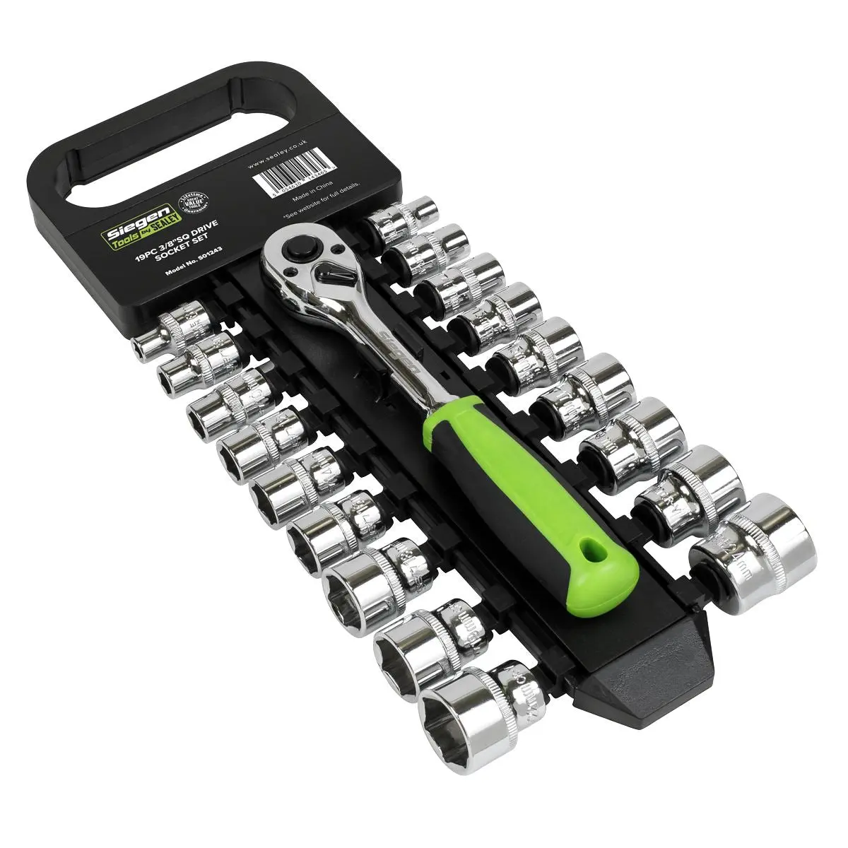 Siegen by Sealey Socket Set 19pc 3/8"Sq Drive 6pt WallDrive® Metric