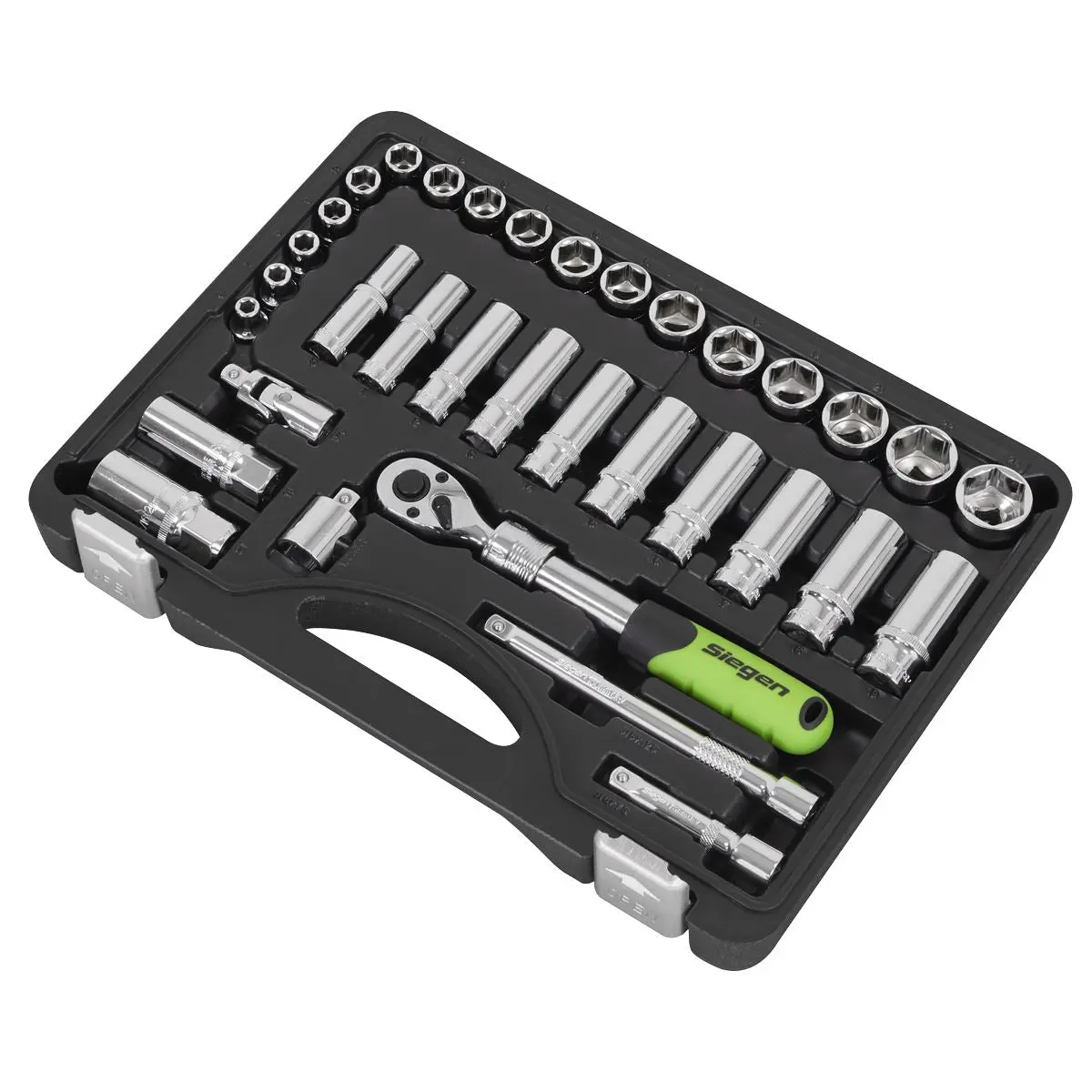Siegen by Sealey Socket Set Extendable Ratchet 3/8"Sq Drive 34pc - Image 2