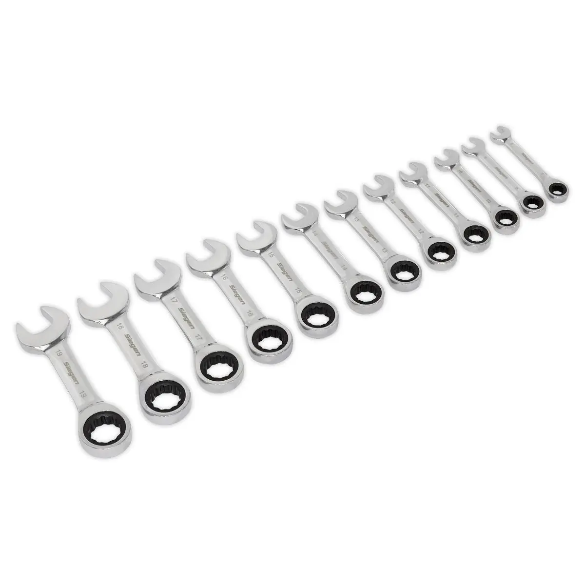 Siegen by Sealey Stubby Combination Ratchet Spanner Set in EVA Foam Tray 12pc - Image 4