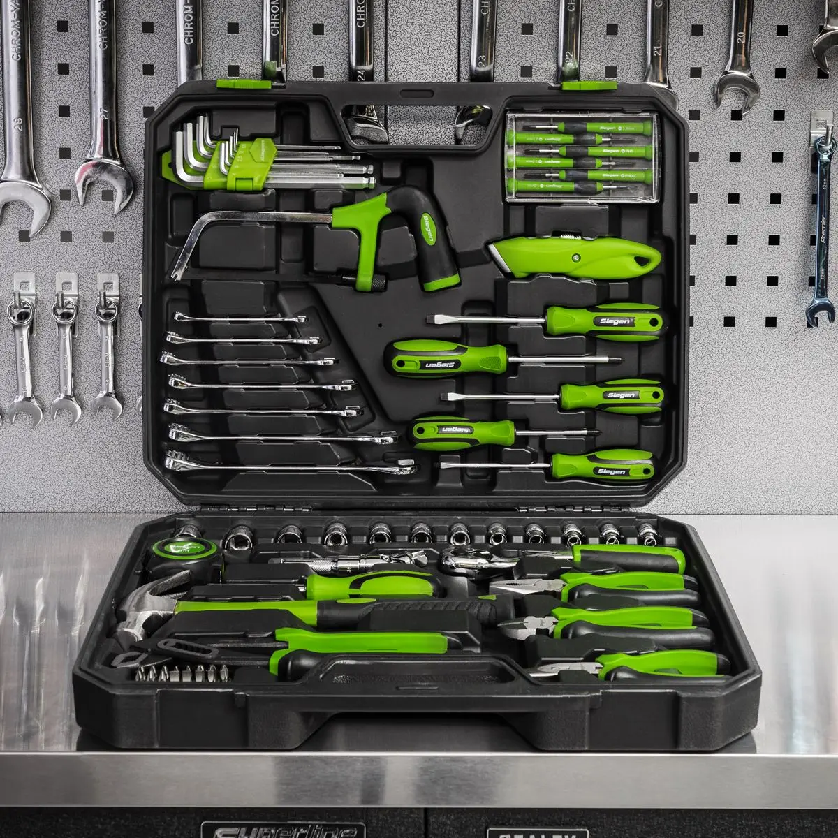 Siegen by Sealey Tool Kit 84 Piece 3/8" Drive Sockets Spanners Screwdrivers Pliers Hacksaw - Image 3