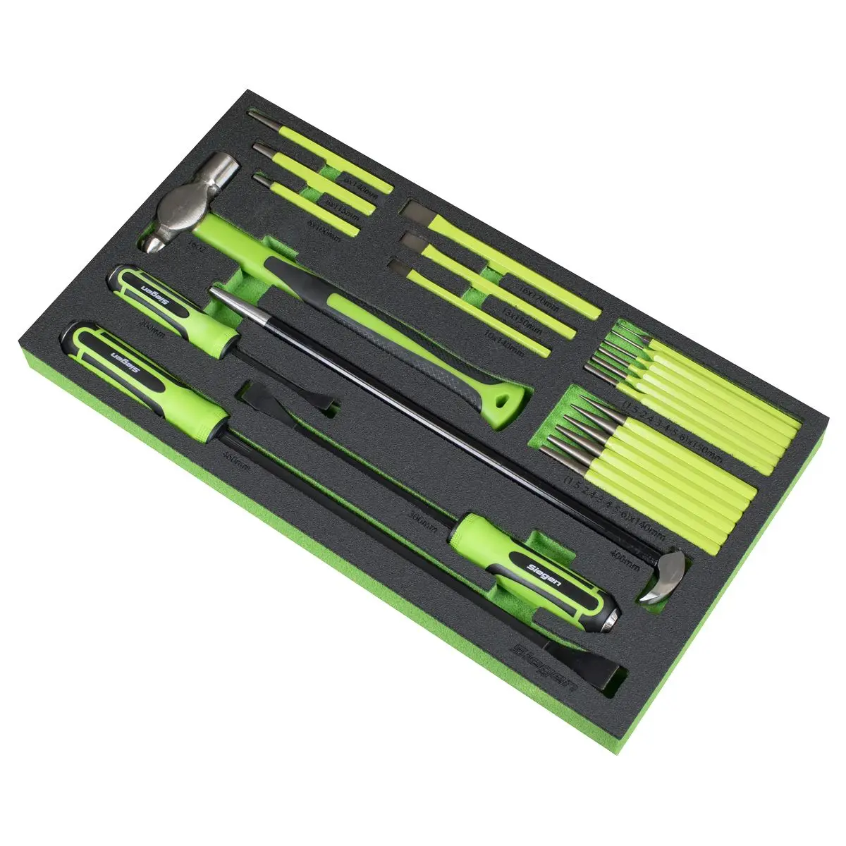Siegen by Sealey Tool Tray with Pry Bar, Hammer & Punch Set 23pc - Image 2