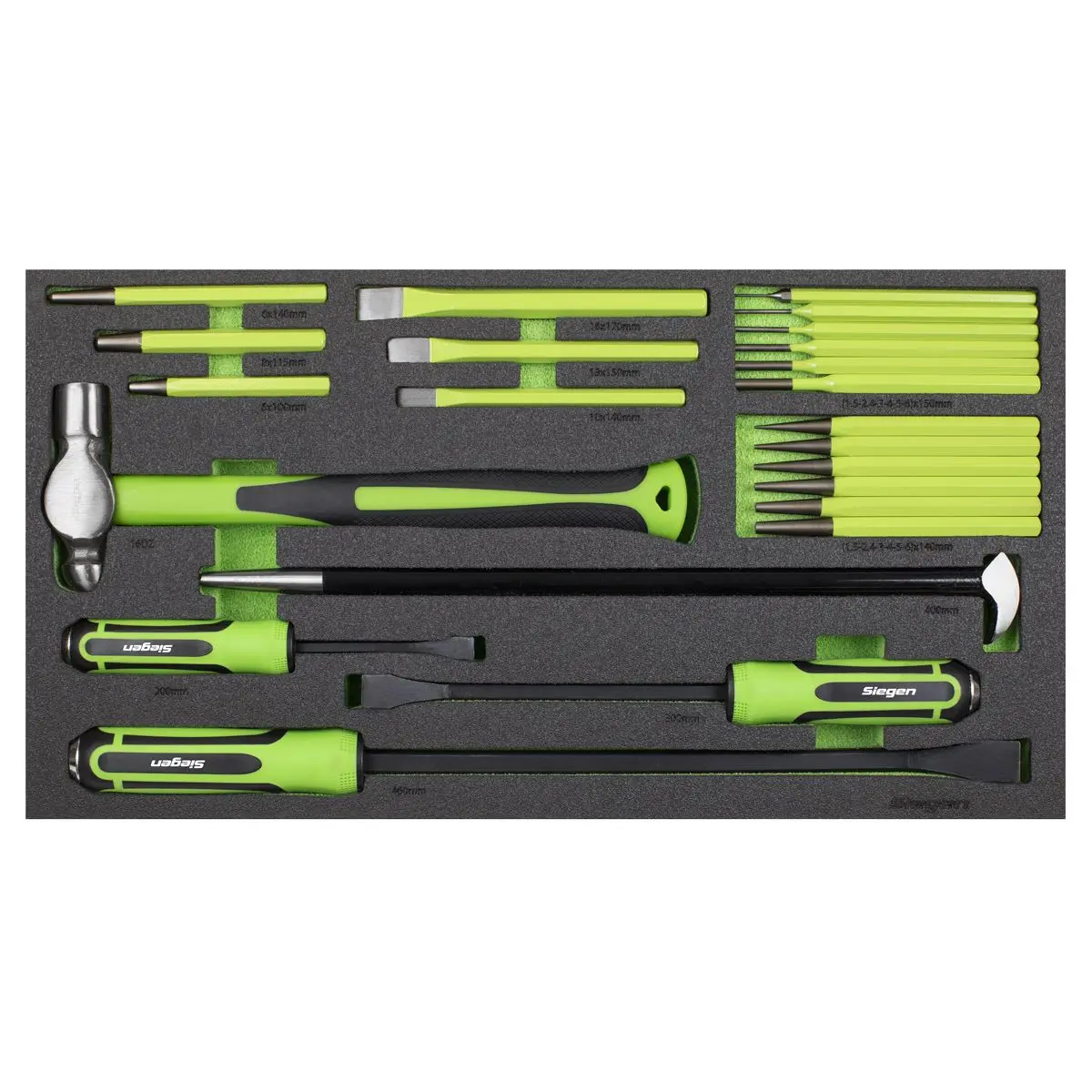 Siegen by Sealey Tool Tray with Pry Bar, Hammer & Punch Set 23pc - Image 3