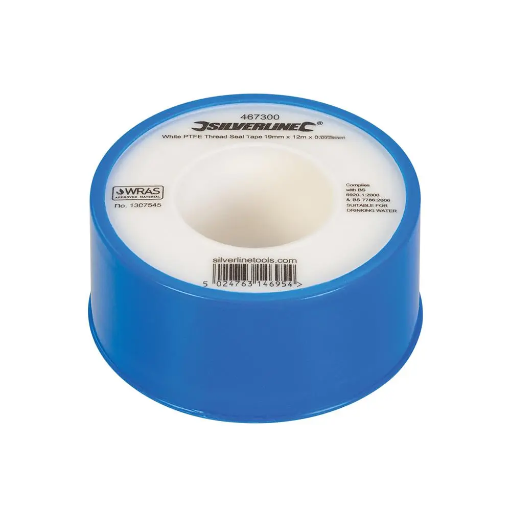 Silverline 1 Roll White PTFE Thread Seal Tap Water Plumbing 19mm x 12m