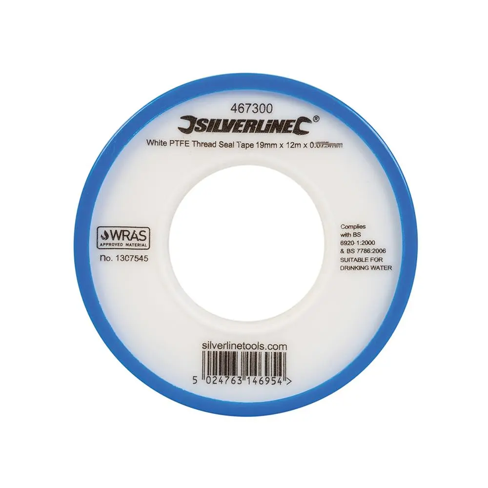 Silverline 1 Roll White PTFE Thread Seal Tap Water Plumbing 19mm x 12m - Image 5
