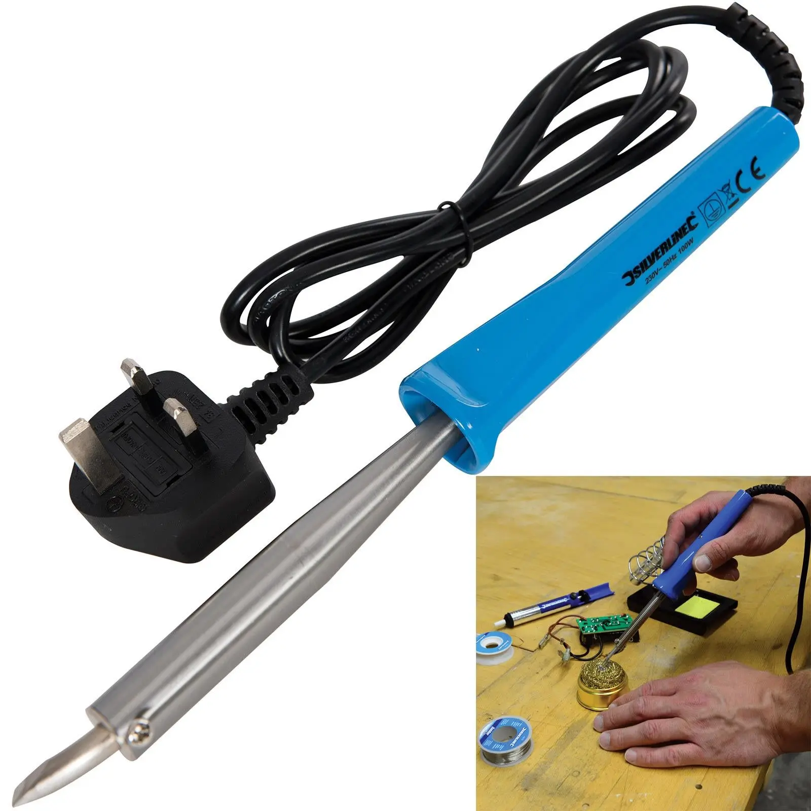 Silverline 100W Soldering Iron Electrician Cables Automotive 500-550°C - Image 2