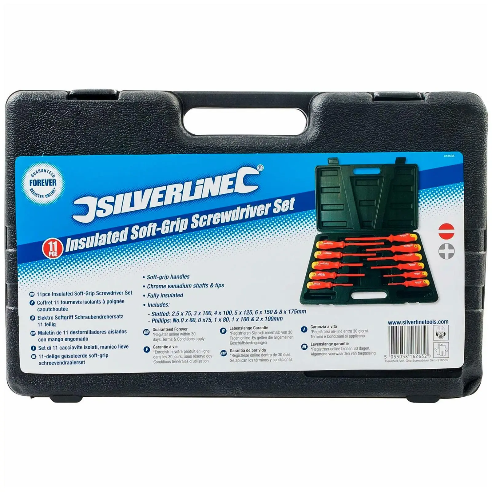 Silverline 11 Piece Insulated Screwdriver Set Slotted Phillips Chrome Vanadium Shafts - Image 10