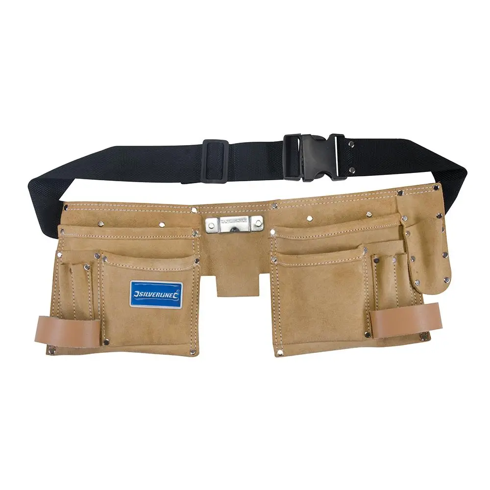 Silverline 11 Pocket Double Pouch Tool Belt Hammer Tape Holder Work DIY - Image 3