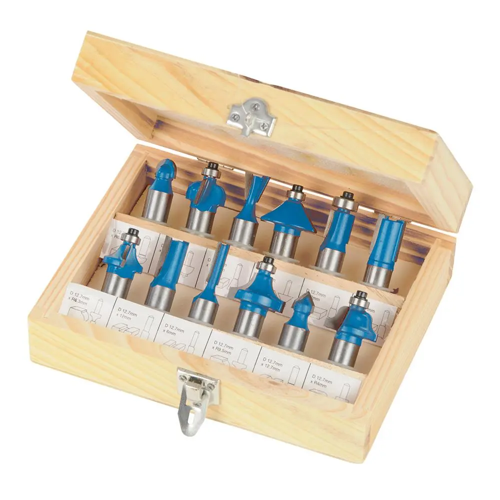 Silverline 12 Piece 1/2" Drive TCT Router Bit Set Cutter Straight Flush Trim Cove - Image 7