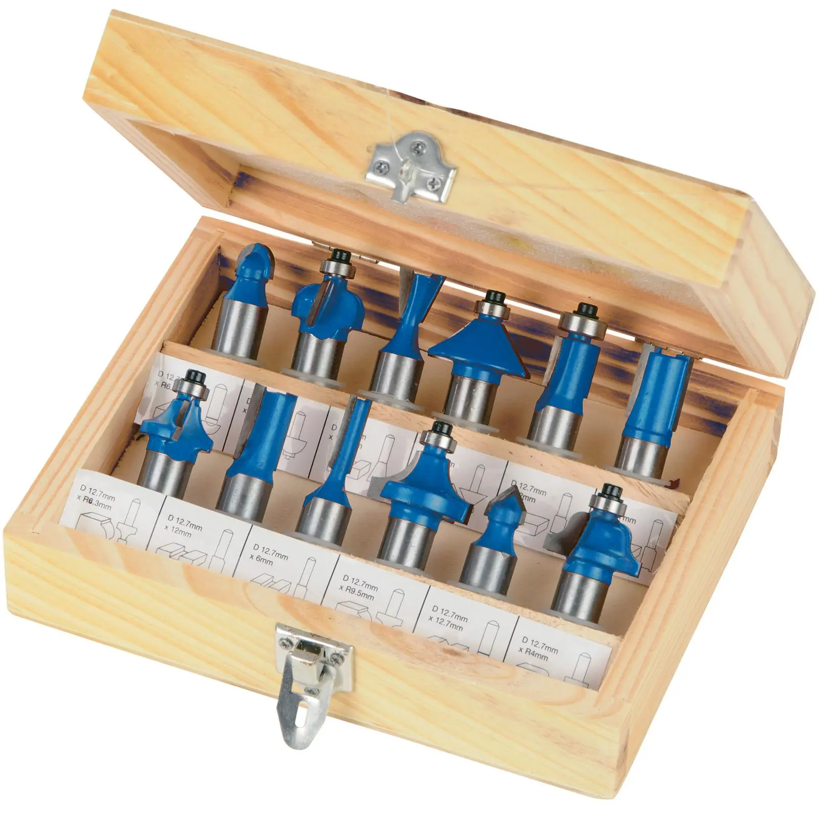 Silverline 12 Piece 1/2" Drive TCT Router Bit Set Cutter Straight Flush Trim Cove - Image 8