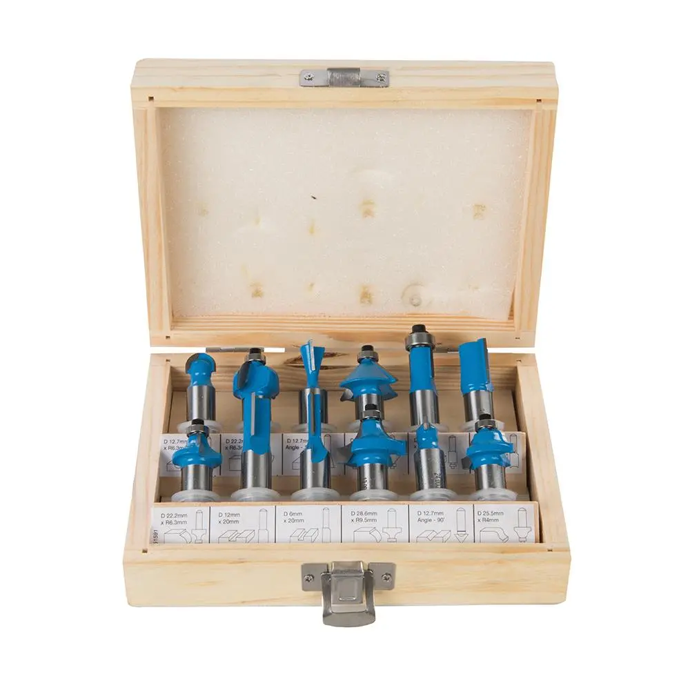 Silverline 12 Piece 12mm Shank TCT Router Bit Set In Wooden Case Cutter Cove - Image 2
