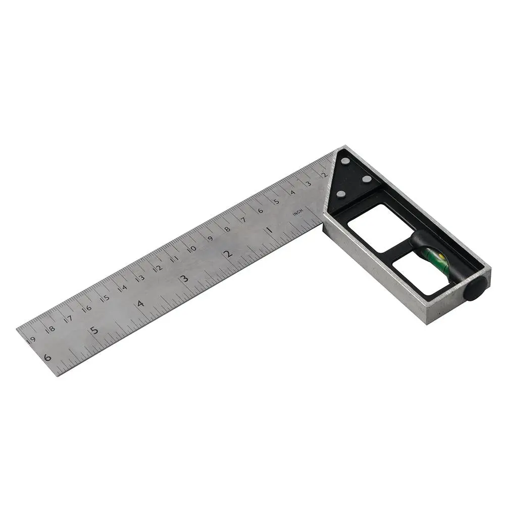 Silverline 150mm Tri & Mitre Square With Spirit Level Imperial Metric Measure