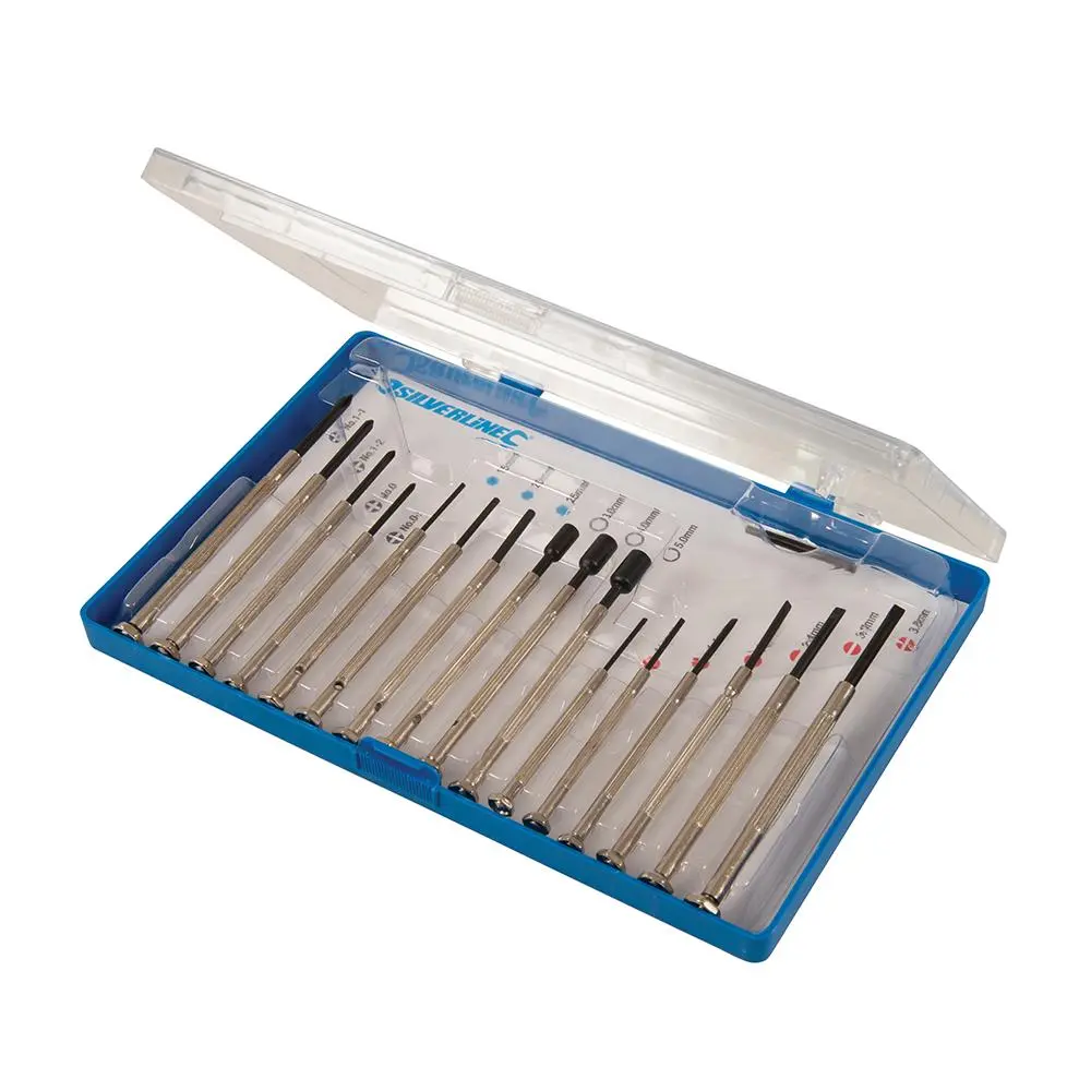 Silverline 16 Piece Jewellers Screwdriver Set Phillips Slotted Hex Nut Driver - Image 5