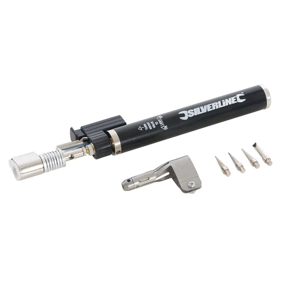 Silverline 195mm Gas Soldering Iron Pen Heat Control Lighter Fuel