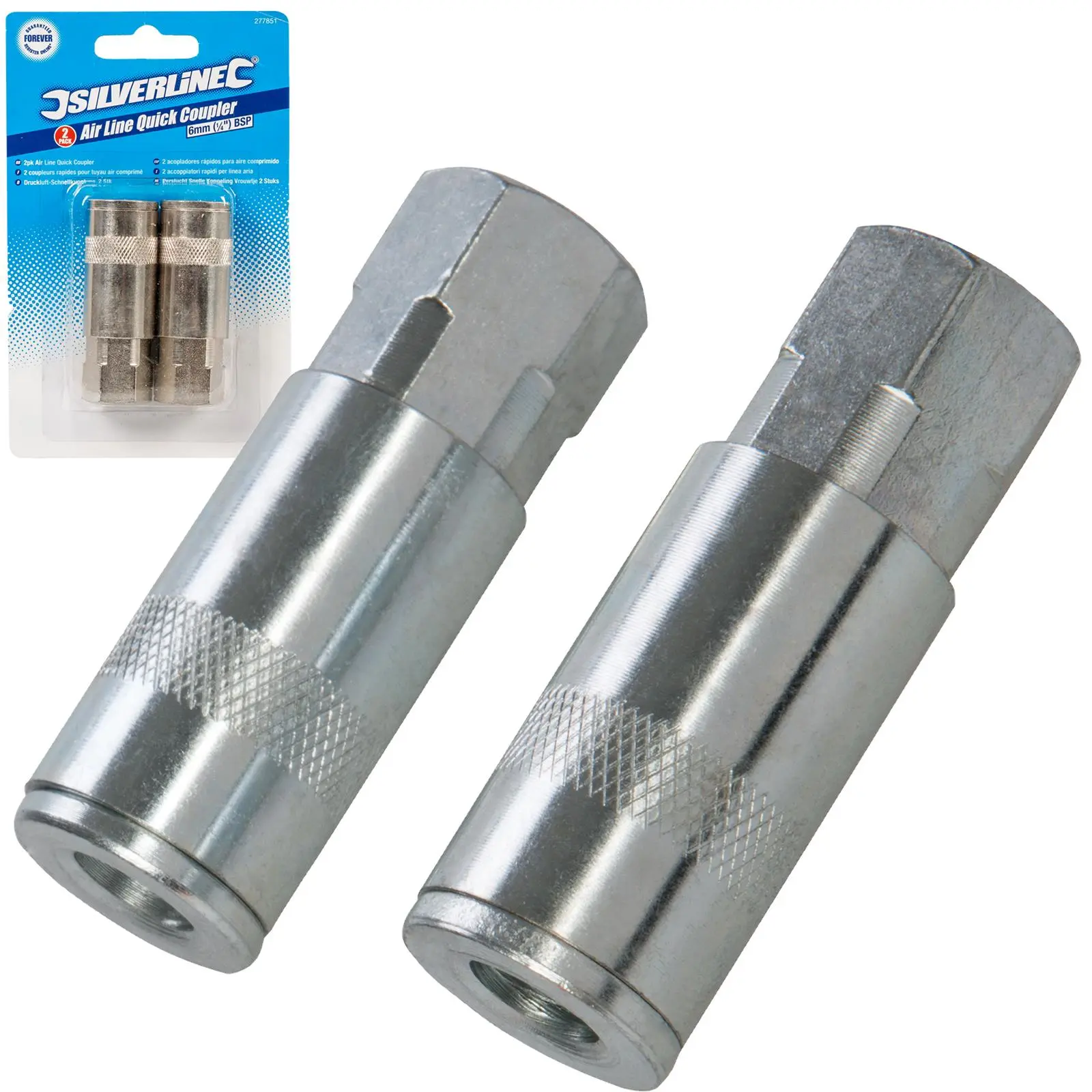 Silverline 2 Piece Quick Coupler 1/4" BSP Female Thread Air Tool Connectors