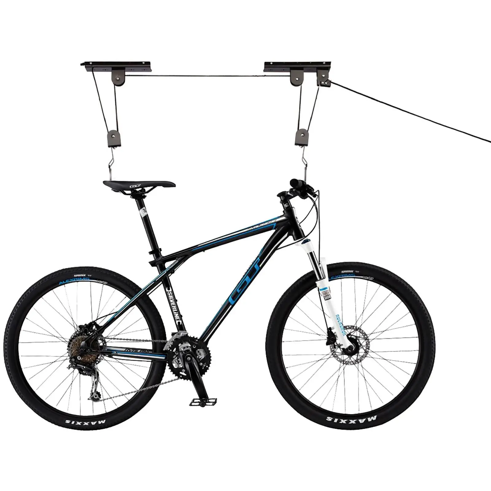 Silverline 20kg Bike Lift Bicycle Garage Rubber Hooks Locking - Image 2