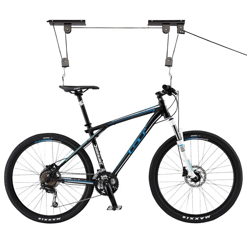 Silverline 20kg Bike Lift Bicycle Garage Rubber Hooks Locking - Image 5